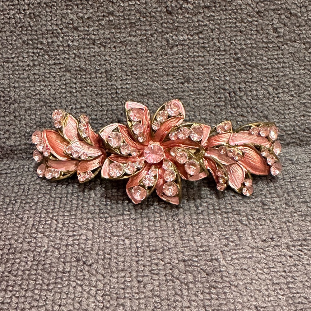 Vintage enamel rhinestone French style barrette